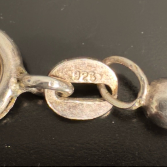 Vintage Sterling Silver & Hematite Bead Necklace – Alternating Beads - Picture 2 of 8